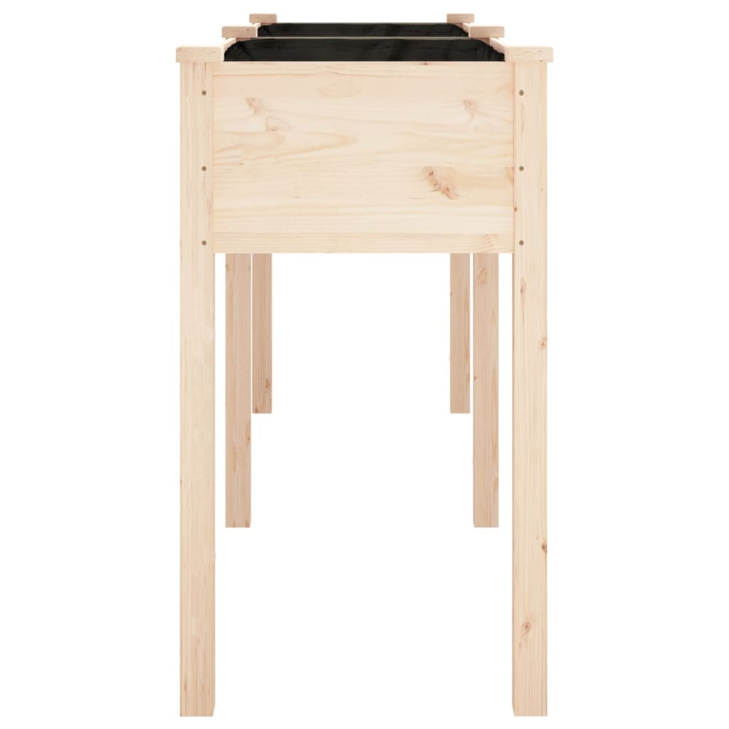 vidaXL 161x45x76cm Solid Fir Wood Planter with Liner