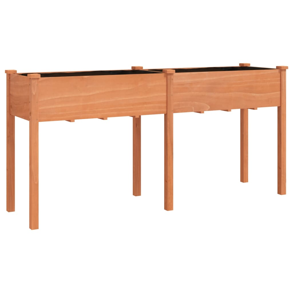 vidaXL 161x45x76cm Brown Solid Fir Wood Planter with Liner