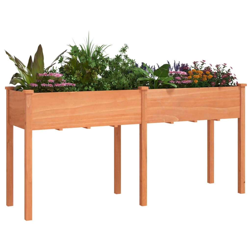 vidaXL 161x45x76cm Brown Solid Fir Wood Planter with Liner