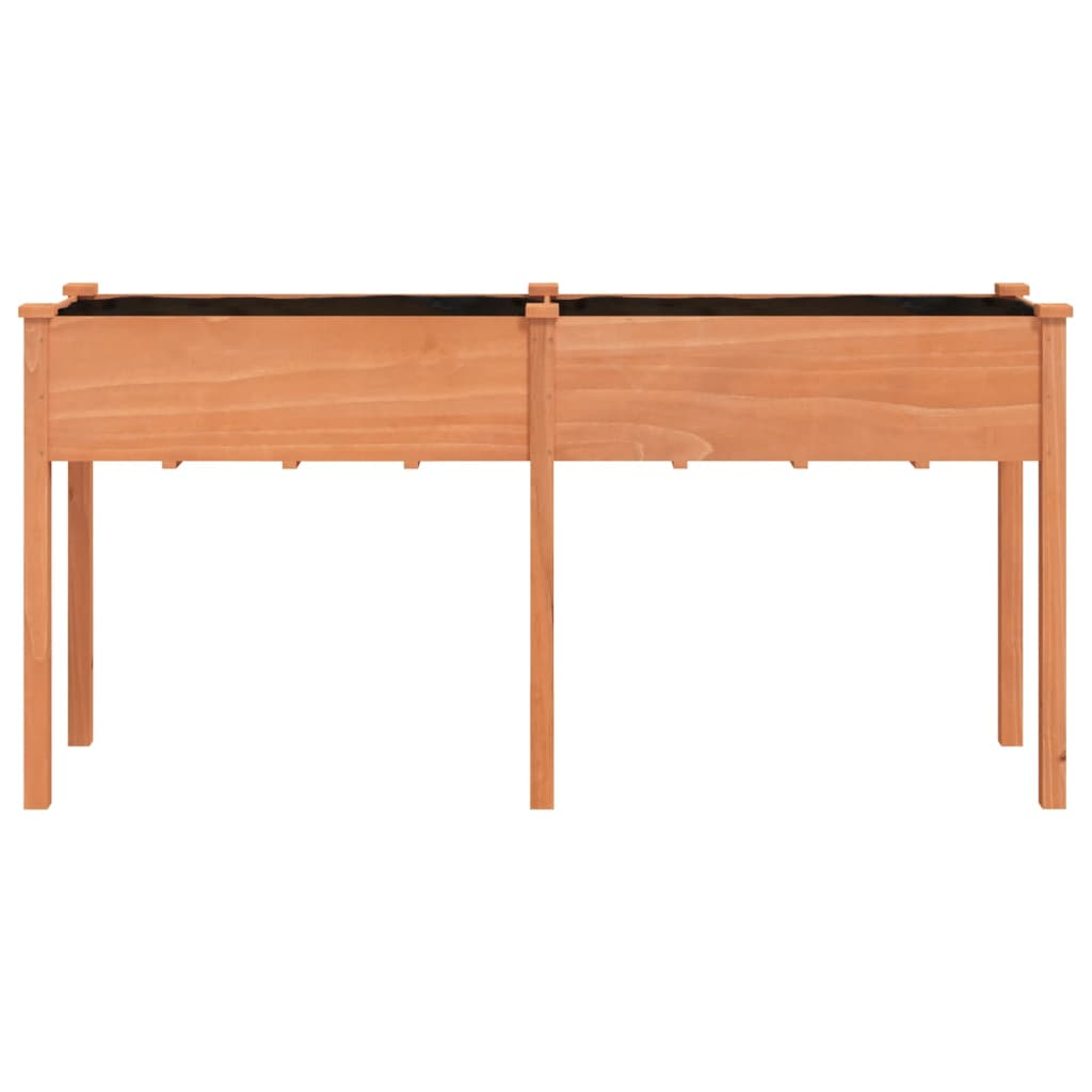 vidaXL 161x45x76cm Brown Solid Fir Wood Planter with Liner