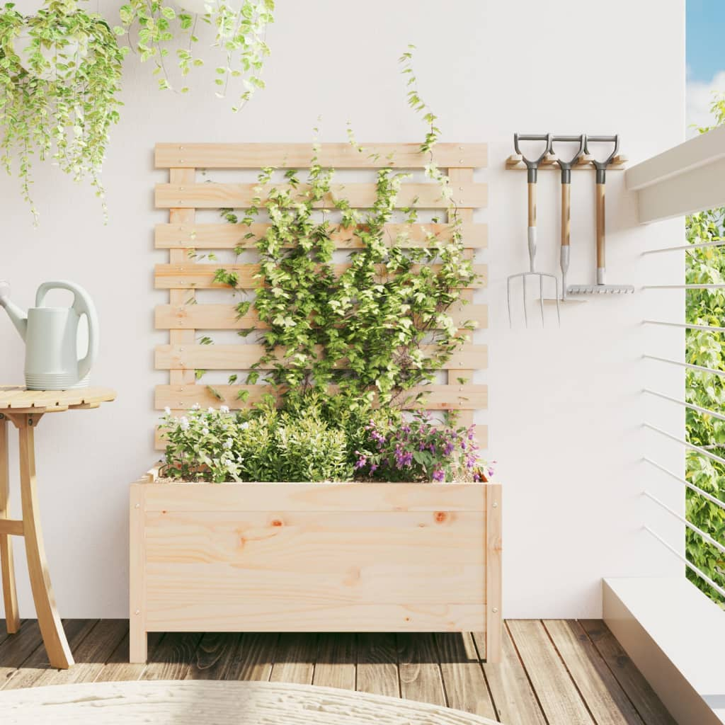 vidaXL 79x39.5x114cm Solid Pine Wood Garden Planter with Rack