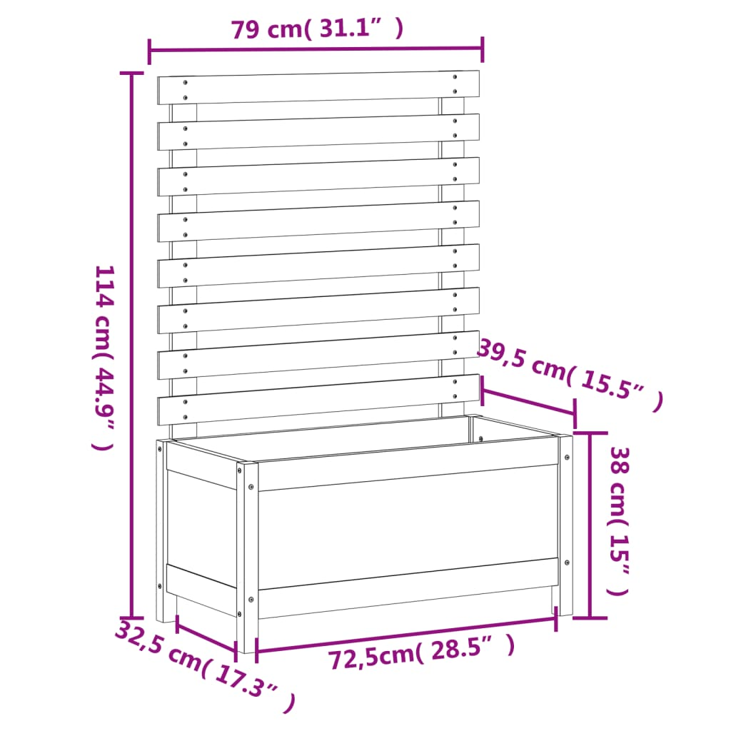 vidaXL 79x39.5x114cm Solid Pine Wood Garden Planter with Rack