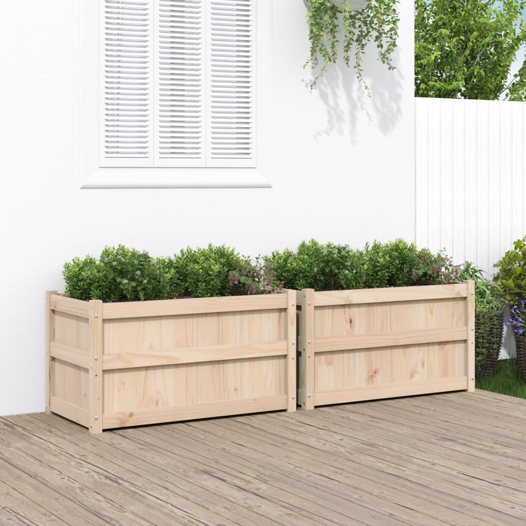 vidaXL Pine Wood Garden Planters, Set of 2 - Solid, Durable, & Attractive