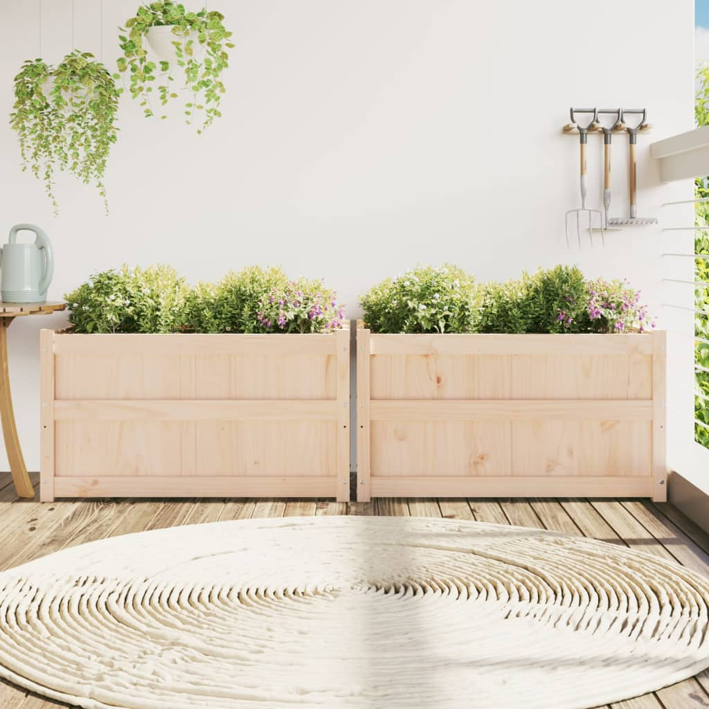 vidaXL Pine Wood Garden Planters, Set of 2 - Solid, Durable, & Attractive