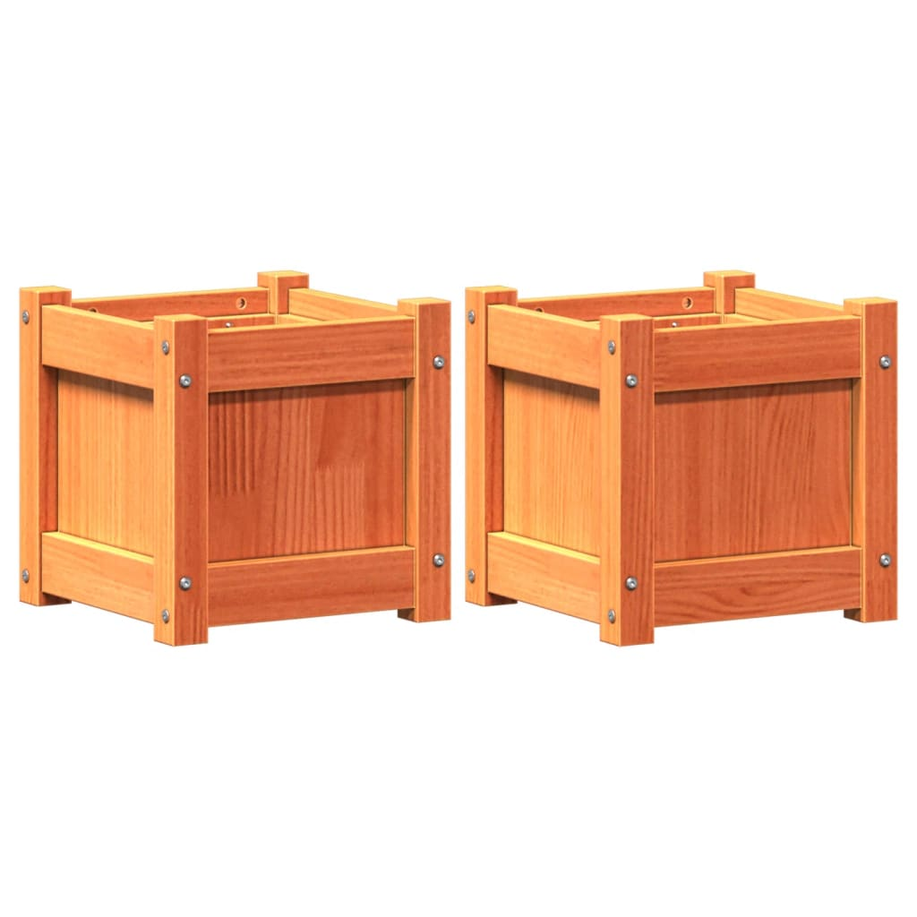 vidaXL Garden Planters 2 pcs Wax Brown Solid Wood Pine
