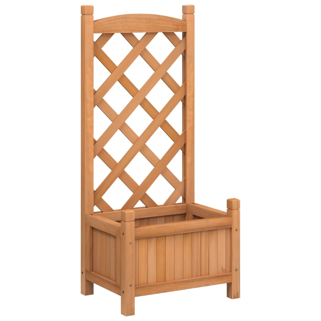 vidaXL Brown Fir Wood Planter with Trellis - Solid, Durable, & Attractive