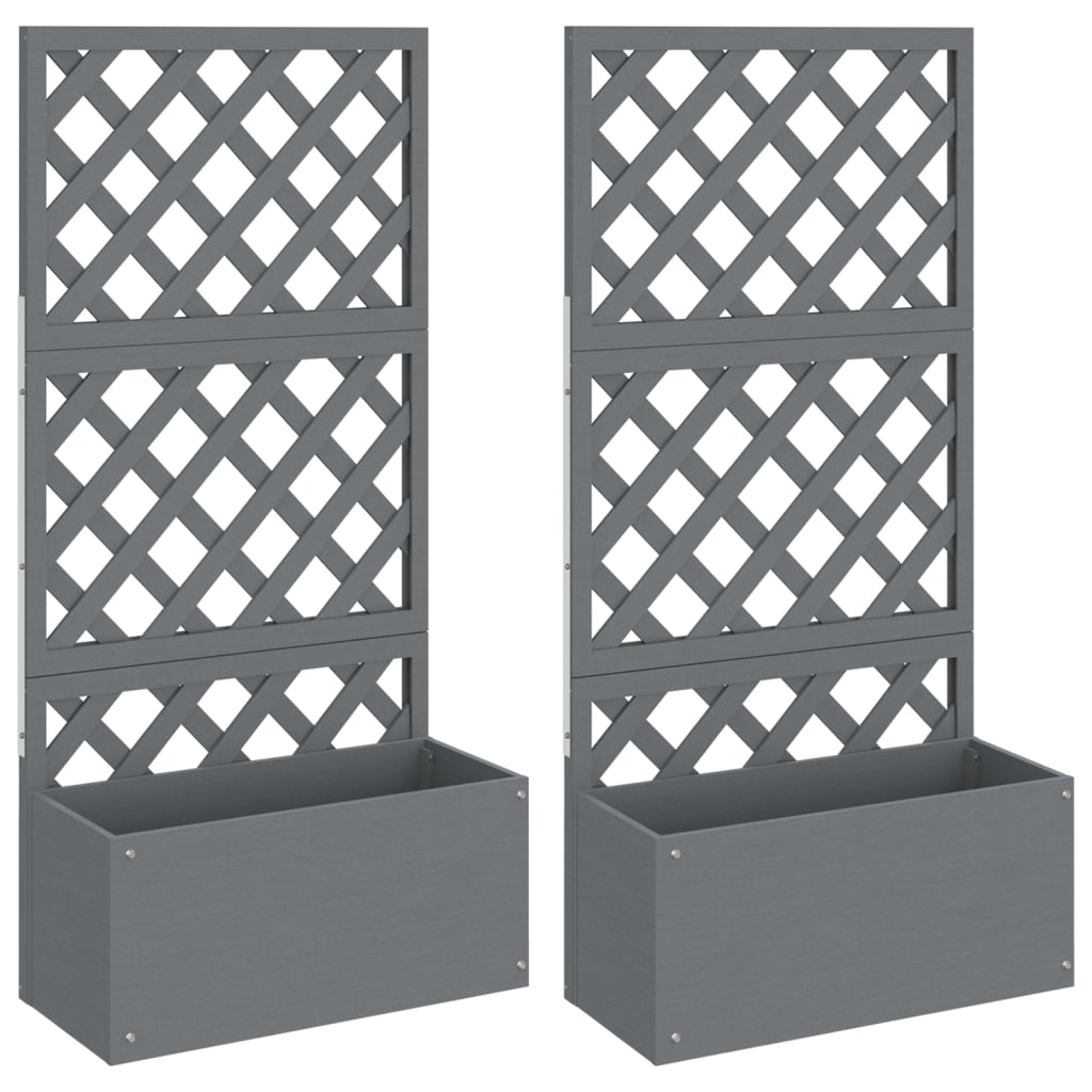 vidaXL Trellis Planters 2 pcs Grey 65x33x135 cm WPC