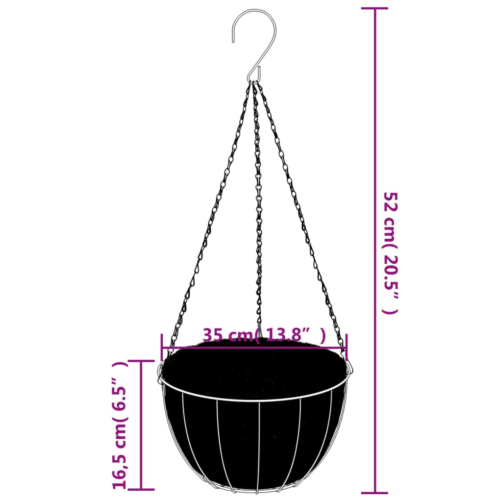 vidaXL Hanging Basket Brackets with Planters 4 pcs Black Steel
