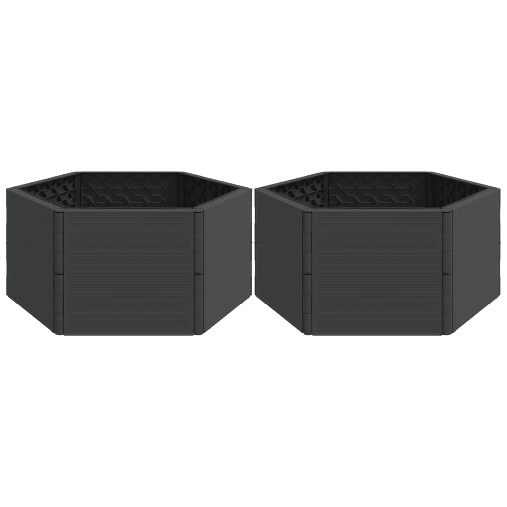vidaXL Garden Planters 2 pcs Anthracite PP