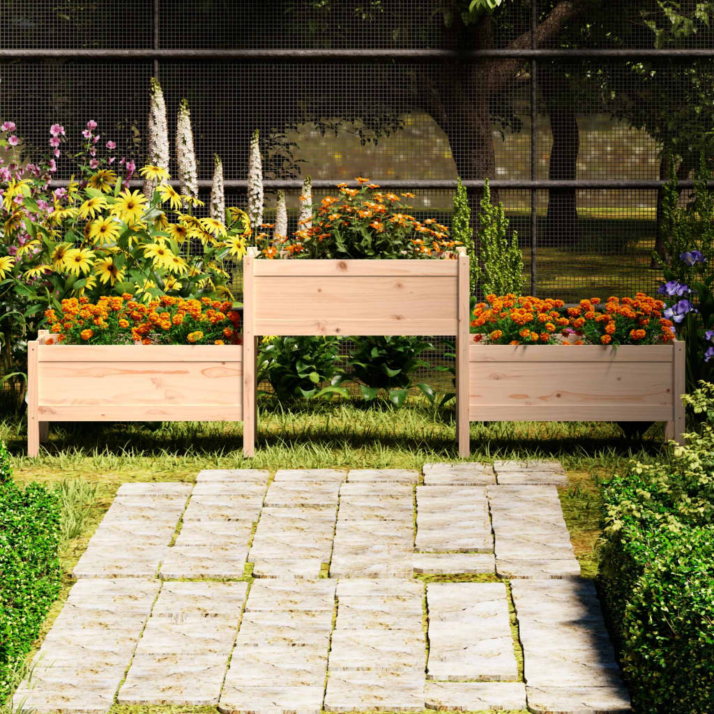 vidaXL Planter 245.5x44x75 cm Solid Wood Pine