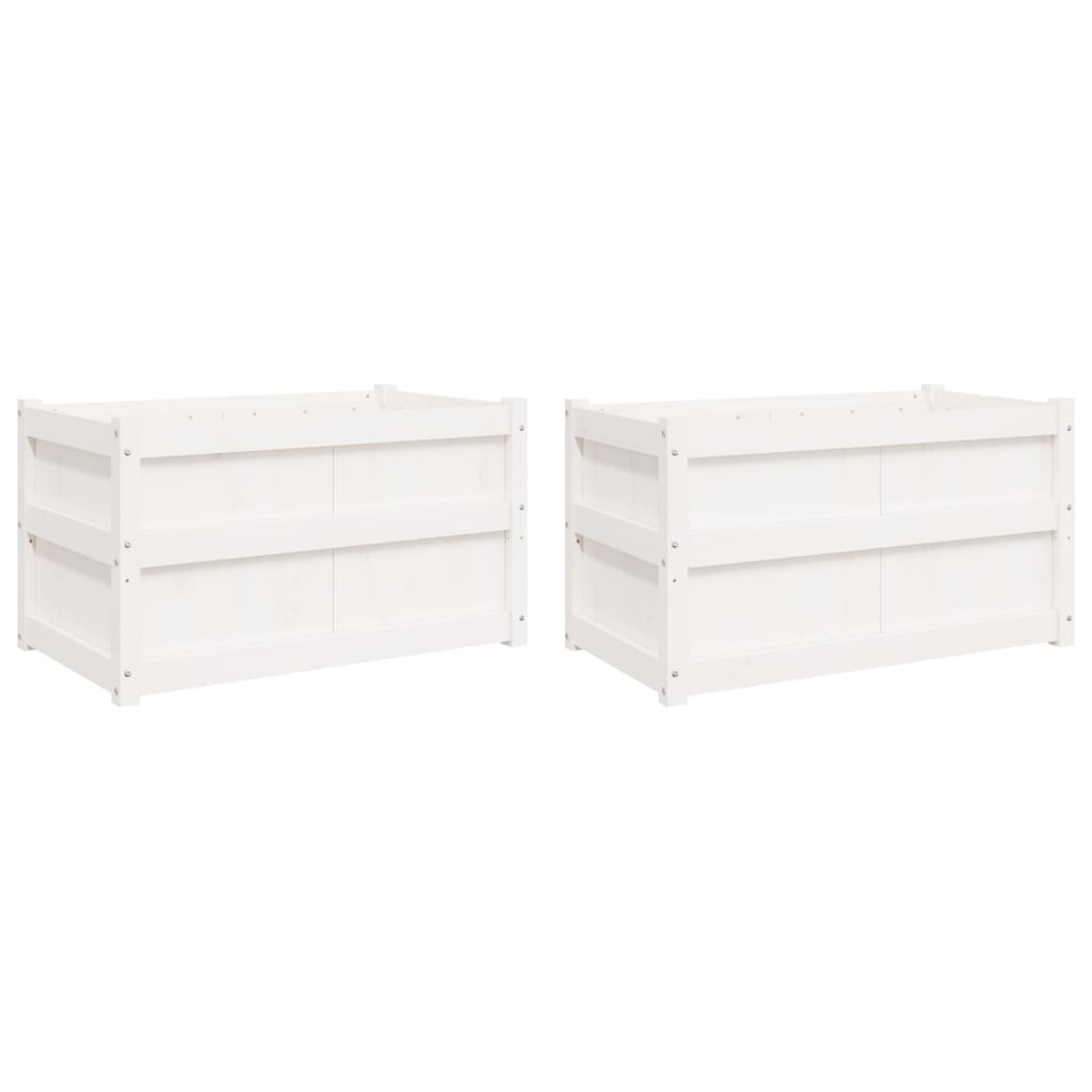 vidaXL Garden Planters 2 pcs White Solid Wood Pine