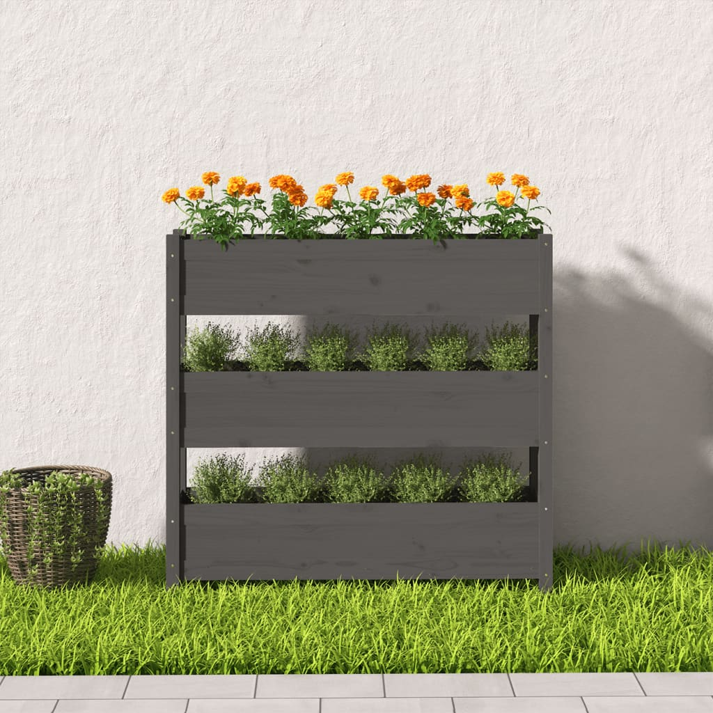 vidaXL Planter Grey 112x25x104.5 cm Solid Wood Pine