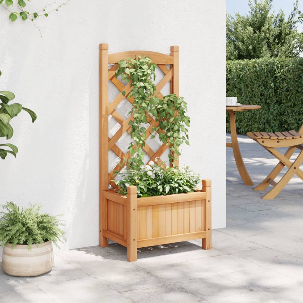 vidaXL Brown Fir Wood Planter with Trellis - Solid, Durable, & Attractive