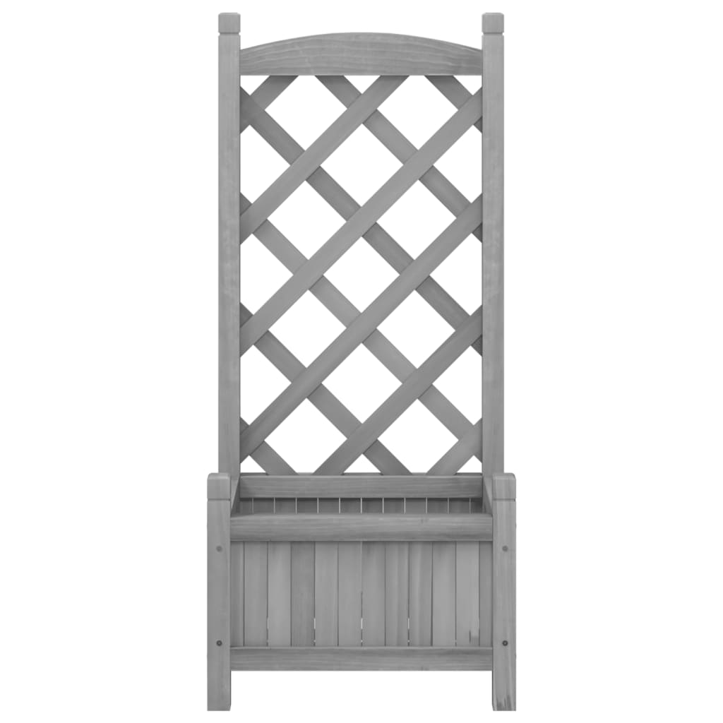 vidaXL Grey Solid Fir Wood Planter with Trellis - Durable & Stylish Design