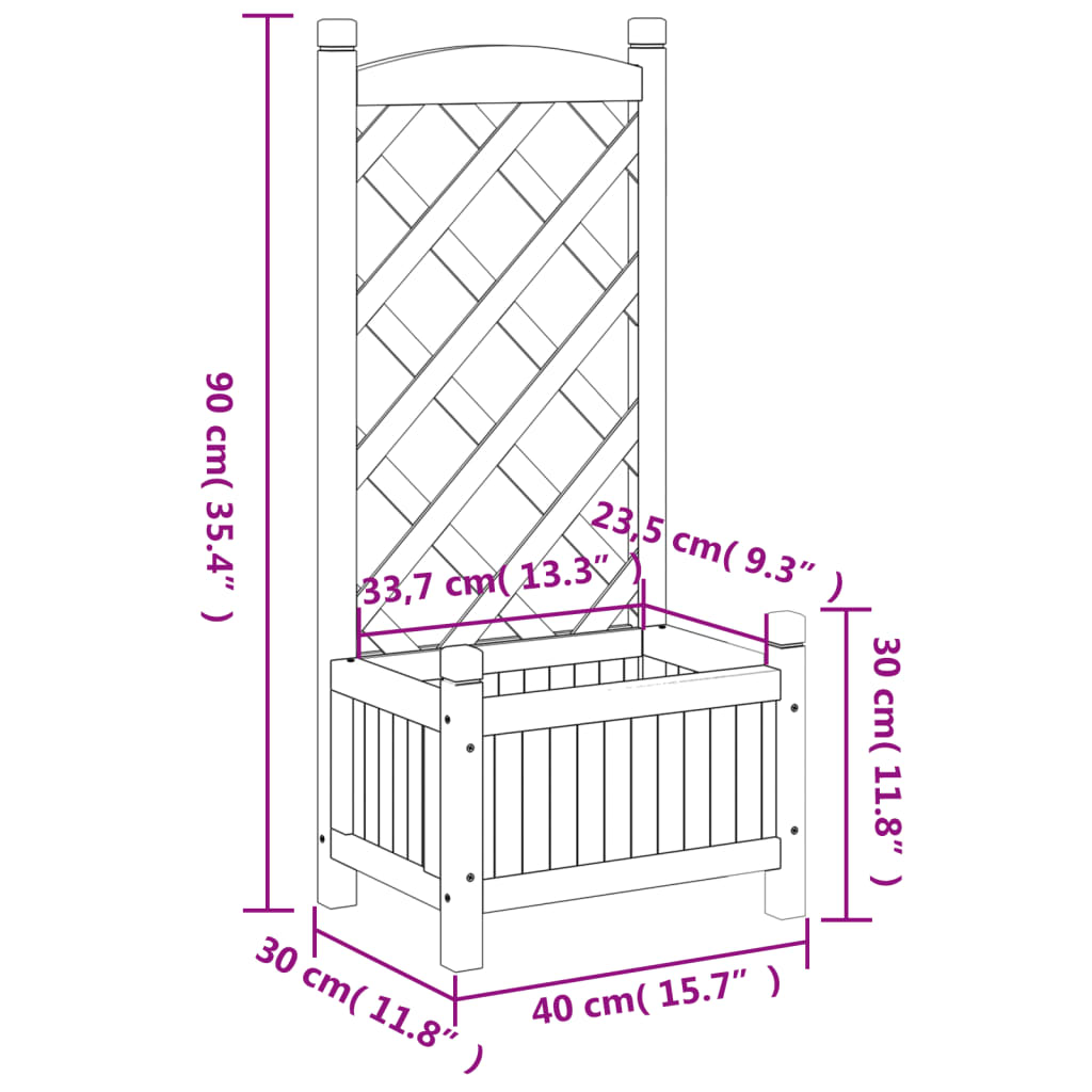 vidaXL Grey Solid Fir Wood Planter with Trellis - Durable & Stylish Design