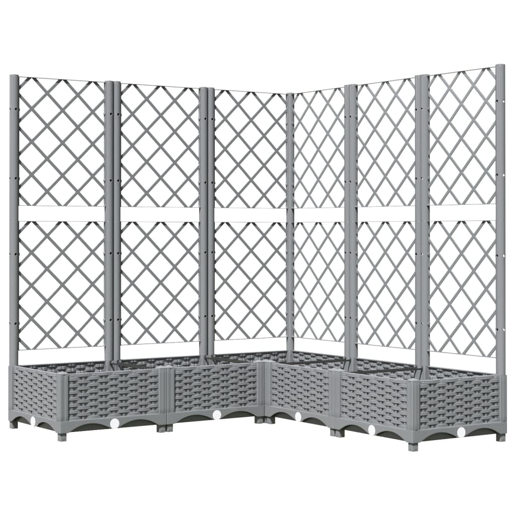 vidaXL 120x120x121.5cm Light Grey Polypropylene Garden Planter w/ Trellis