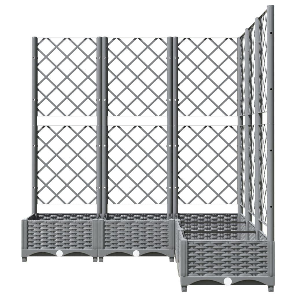 vidaXL 120x120x121.5cm Light Grey Polypropylene Garden Planter w/ Trellis