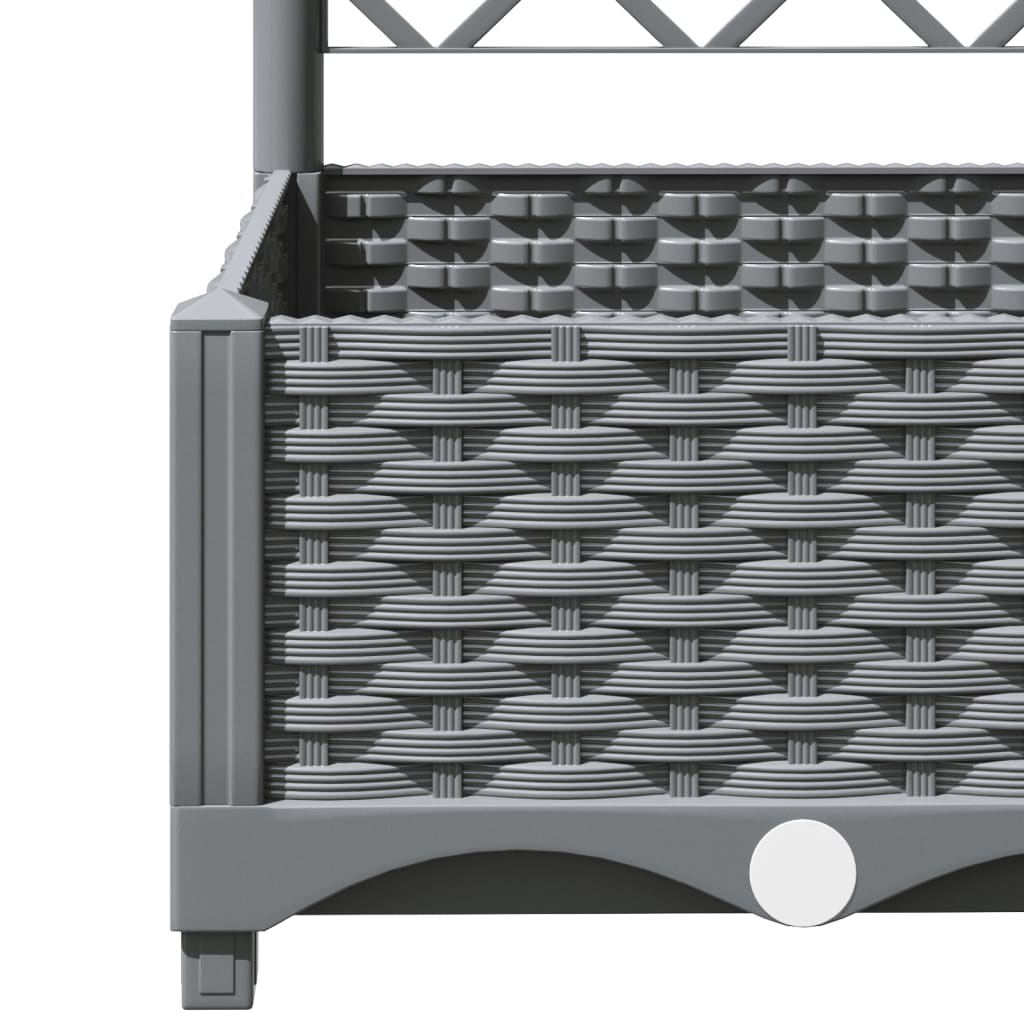 vidaXL 120x120x121.5cm Light Grey Polypropylene Garden Planter w/ Trellis