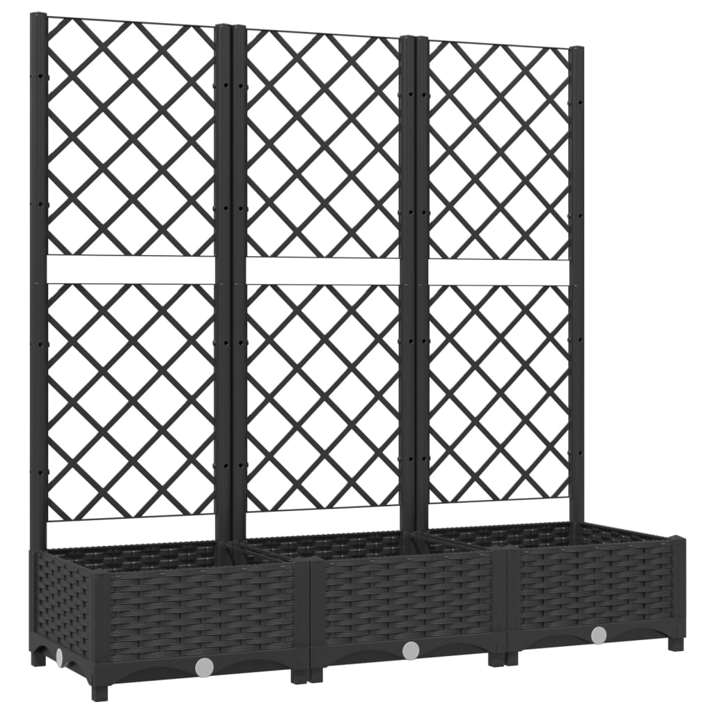 vidaXL Garden Planter with Trellis Black 120x40x121.5 cm Polypropylene