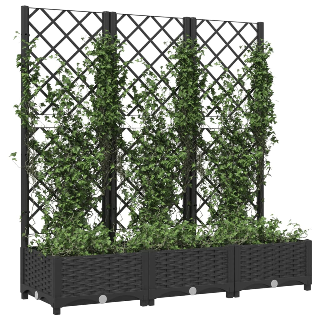 vidaXL Garden Planter with Trellis Black 120x40x121.5 cm Polypropylene