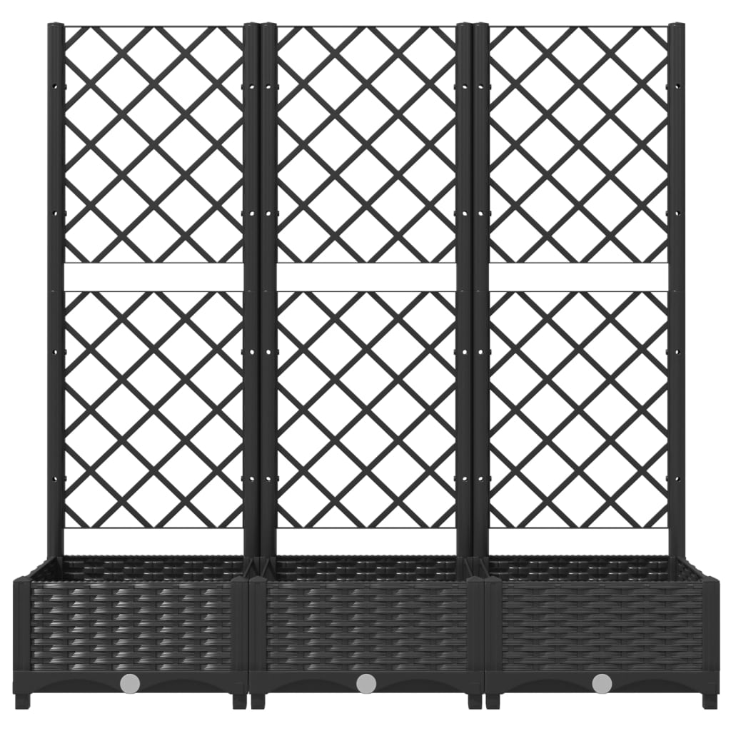 vidaXL Garden Planter with Trellis Black 120x40x121.5 cm Polypropylene