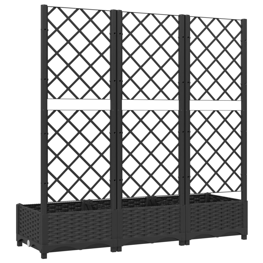 vidaXL Garden Planter with Trellis Black 120x40x121.5 cm Polypropylene