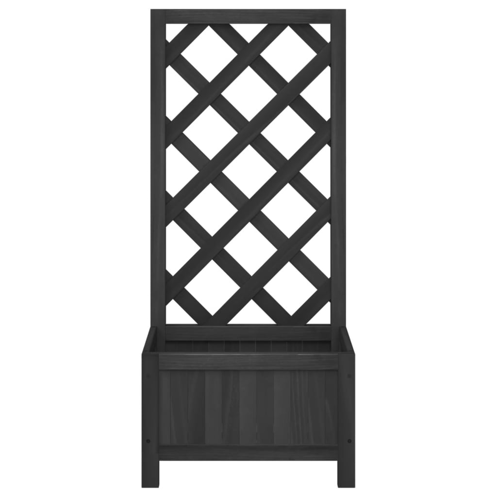 vidaXL Planter with Trellis Black Solid Wood Fir