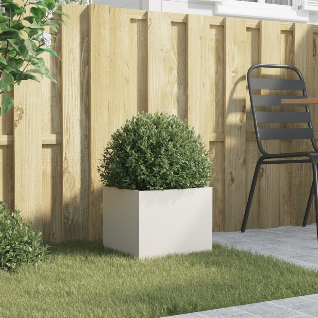 vidaXL Planter White 32x30x29 cm Cold-rolled Steel