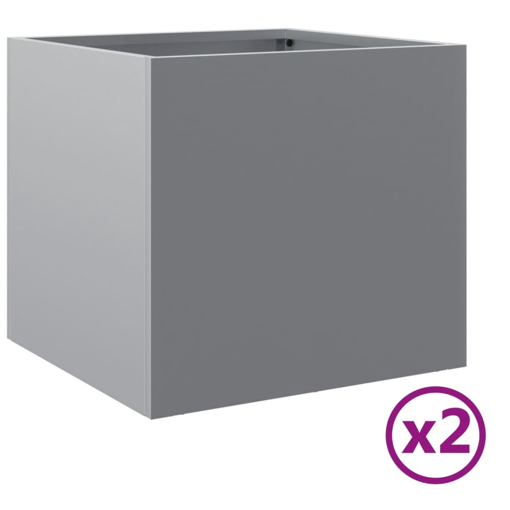 vidaXL Planters 2 pcs Silver 32x30x29 cm Galvanised Steel