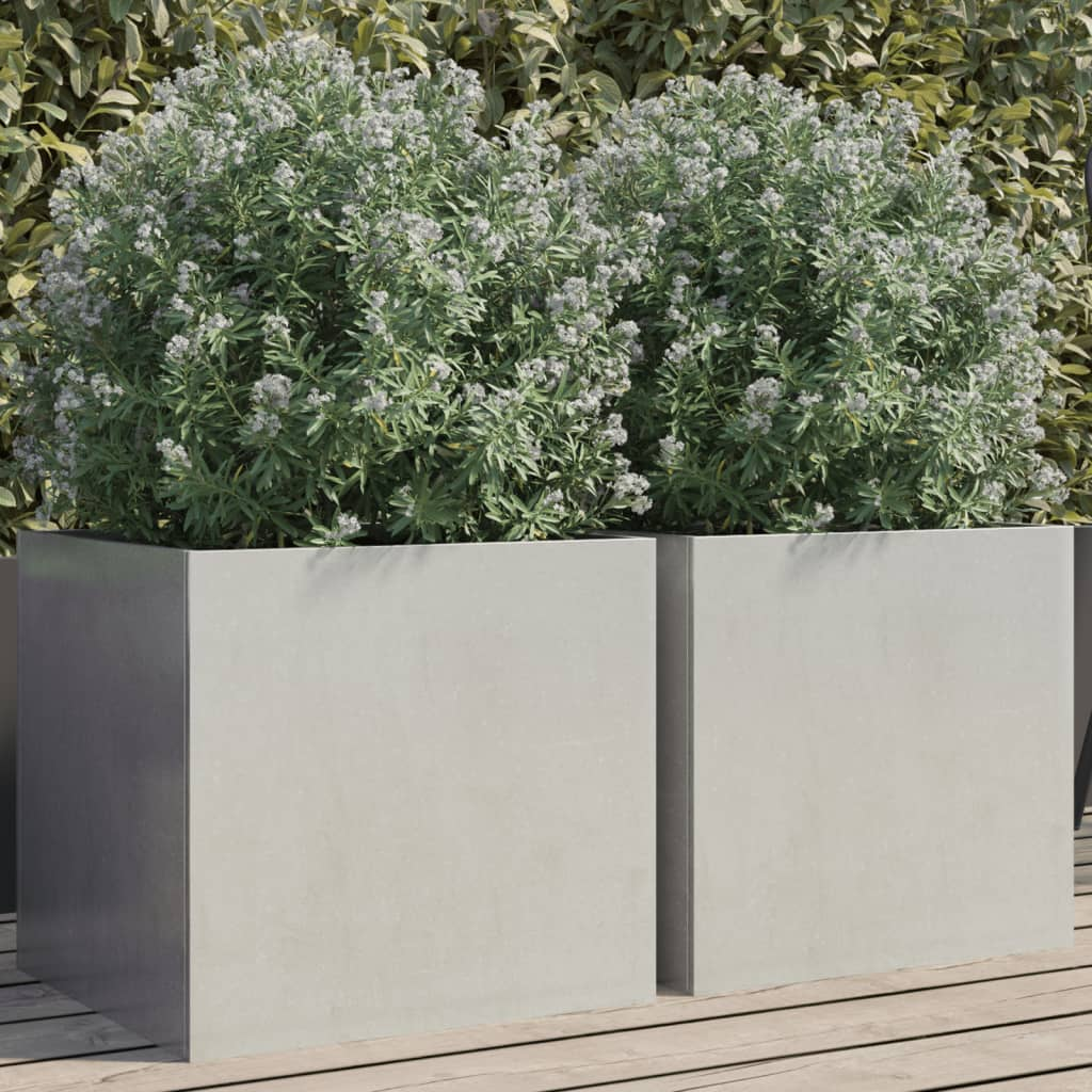 vidaXL Planters 2 pcs Silver 42x40x39 cm Stainless Steel
