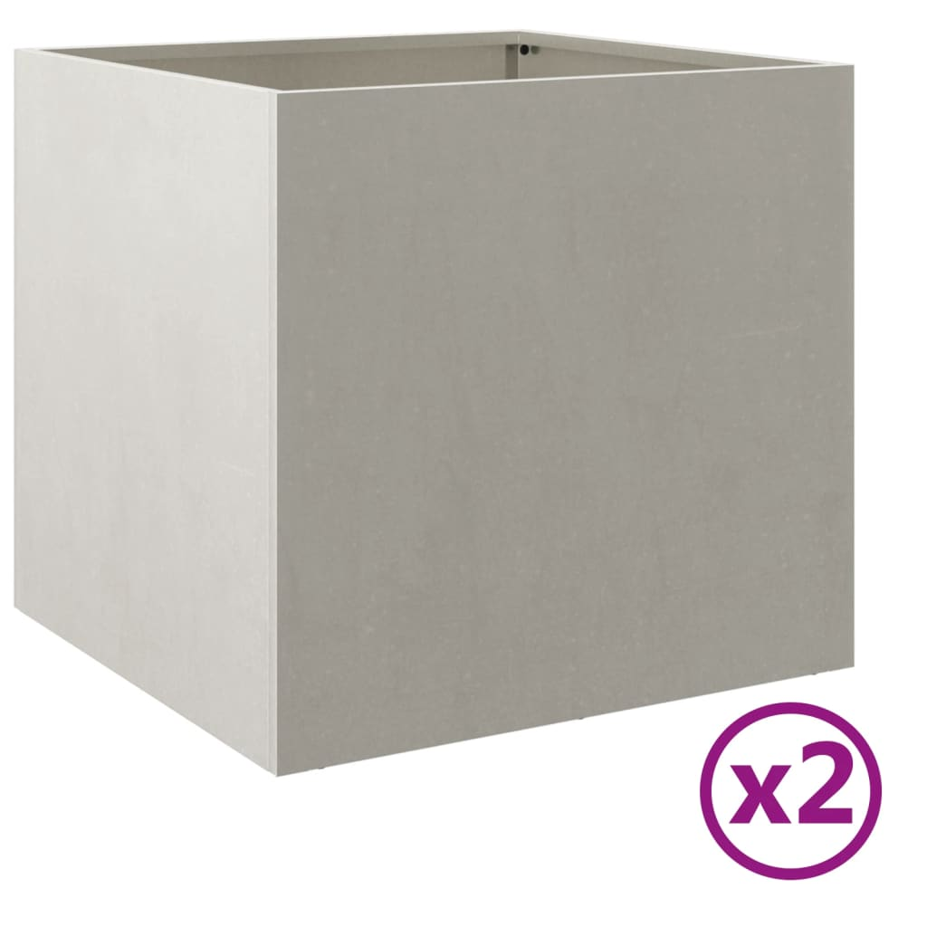 vidaXL Planters 2 pcs Silver 42x40x39 cm Stainless Steel