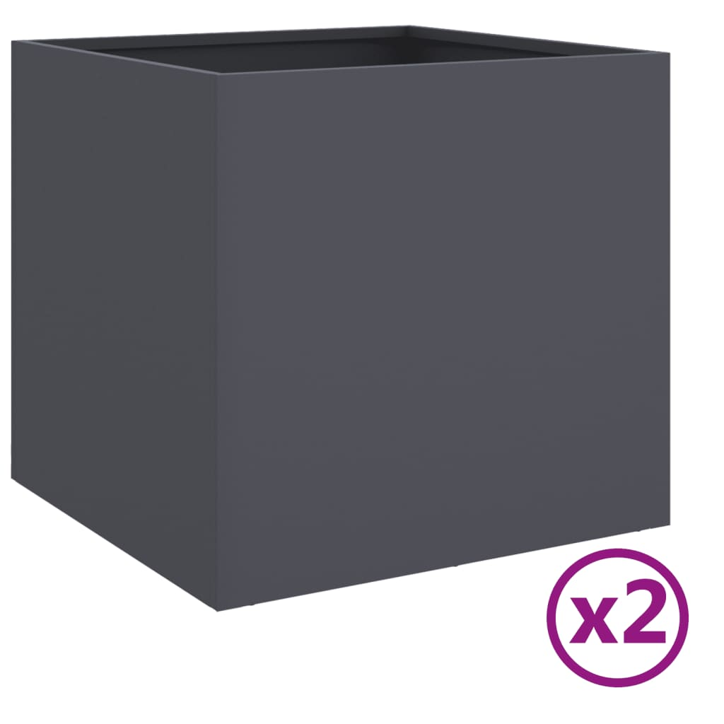 vidaXL Planters 2 pcs Anthracite 49x47x46 cm Cold-rolled Steel