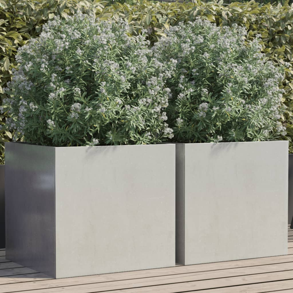 vidaXL Planters 2 pcs Silver 49x47x46 cm Stainless Steel