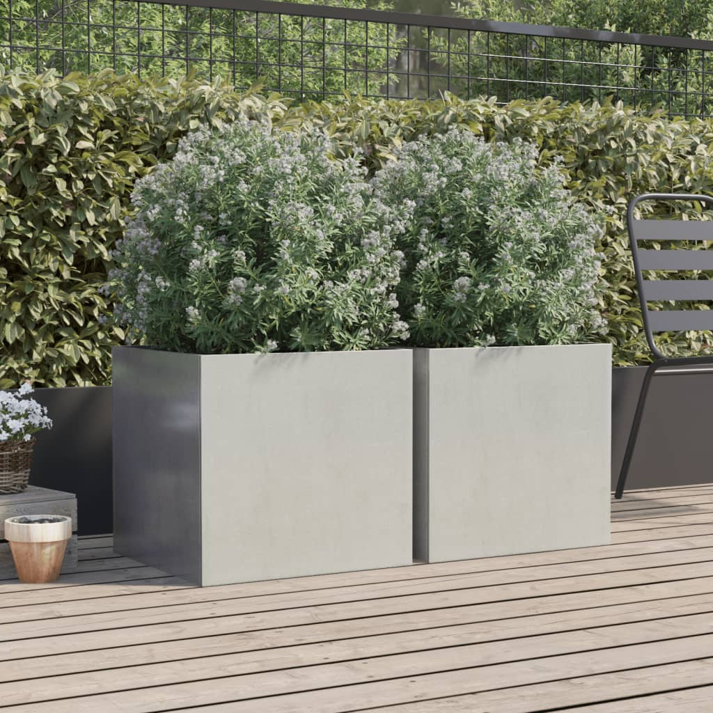 vidaXL Planters 2 pcs Silver 49x47x46 cm Stainless Steel