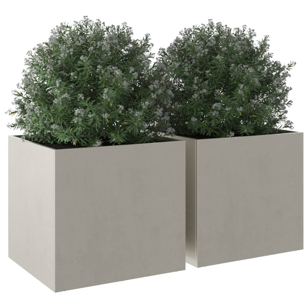 vidaXL Planters 2 pcs Silver 49x47x46 cm Stainless Steel