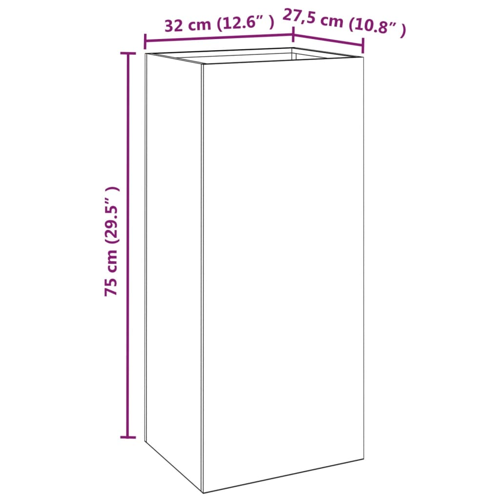 vidaXL Planter Silver 32x29x75 cm Galvanised Steel