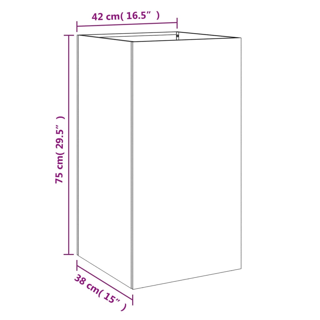 vidaXL Planter Silver 42x38x75 cm Galvanised Steel