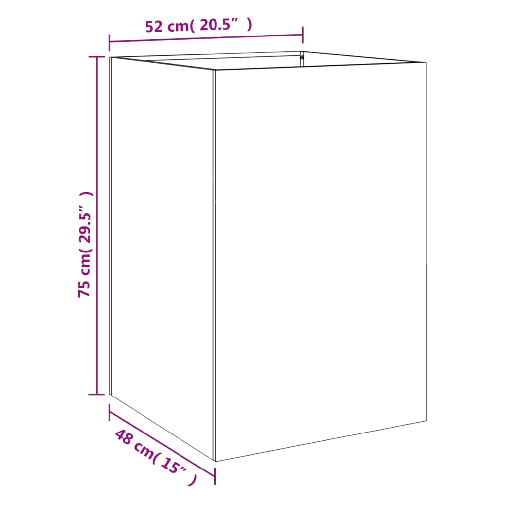 vidaXL Planter Silver 52x48x75 cm Galvanised Steel