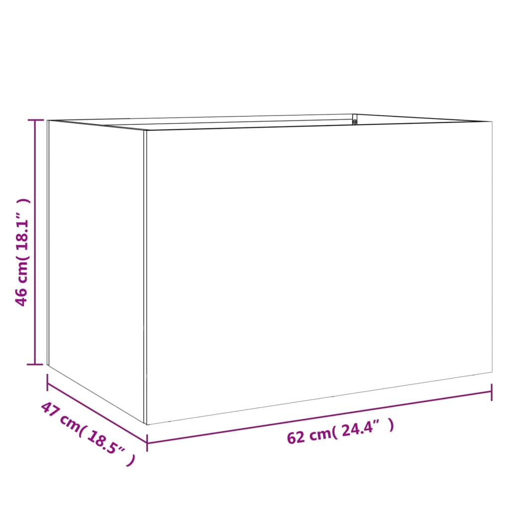 vidaXL Planter Silver 62x47x46 cm Galvanised Steel