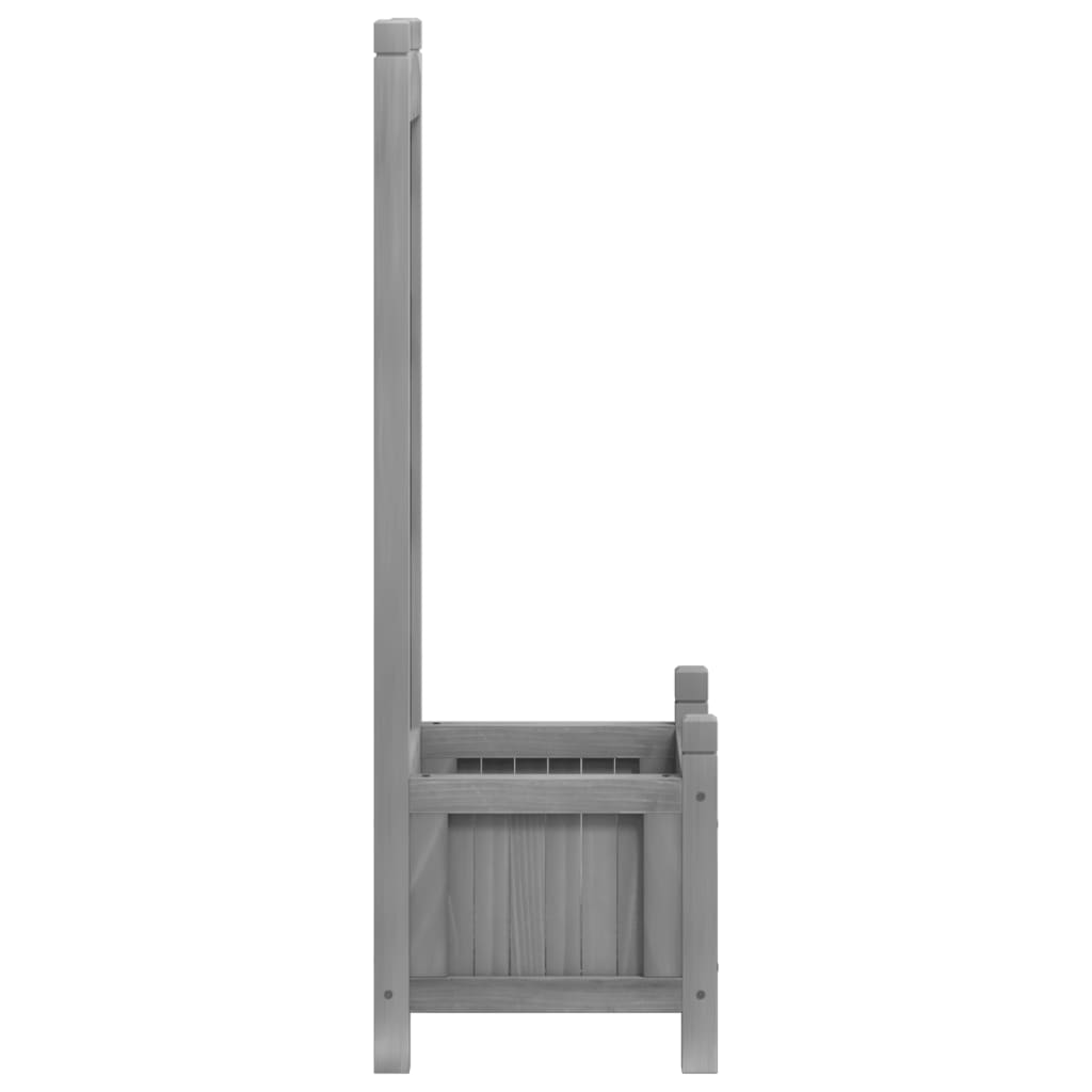 vidaXL Grey Solid Fir Wood Planter with Trellis - Durable & Stylish Design