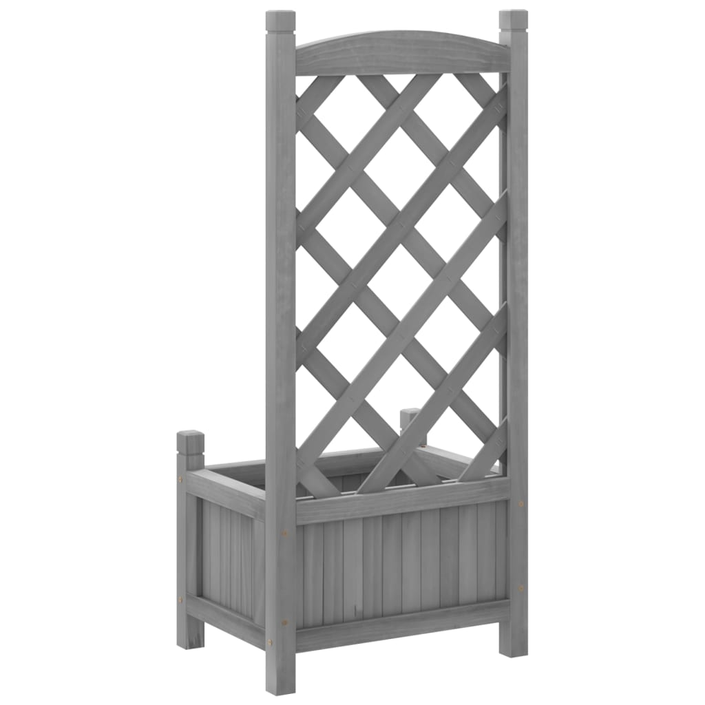 vidaXL Grey Solid Fir Wood Planter with Trellis - Durable & Stylish Design