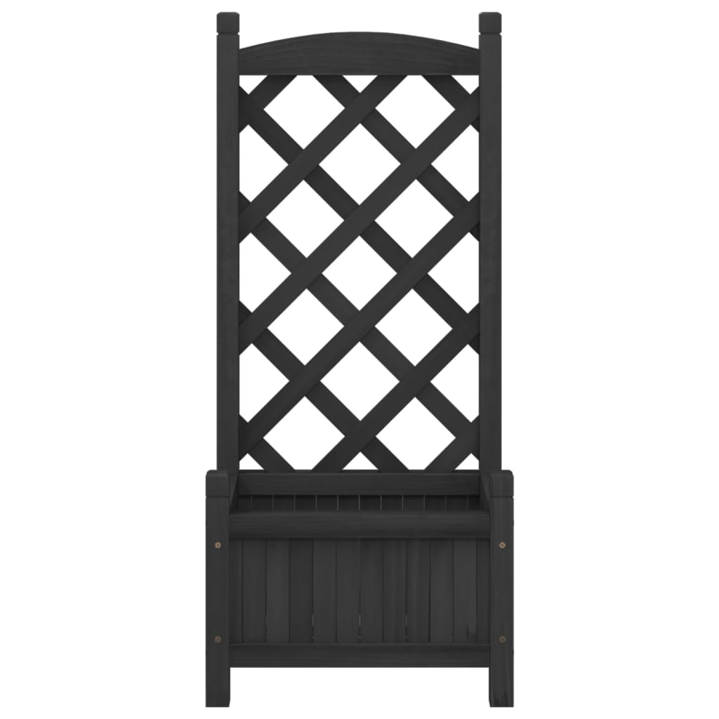 vidaXL Black Solid Fir Wood Planter with Trellis - Sturdy & Elegant Design
