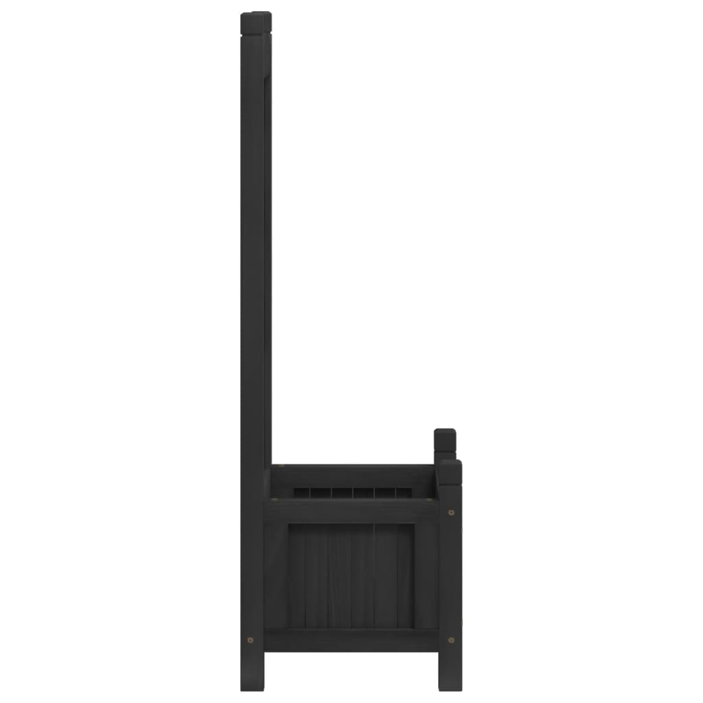 vidaXL Black Solid Fir Wood Planter with Trellis - Sturdy & Elegant Design