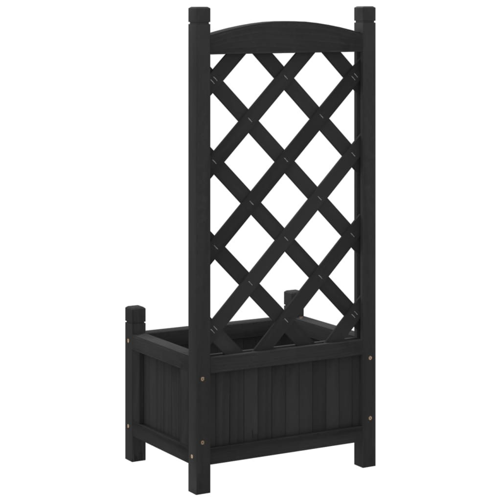 vidaXL Black Solid Fir Wood Planter with Trellis - Sturdy & Elegant Design