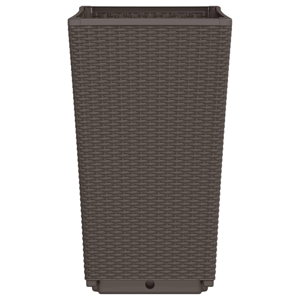 vidaXL Garden Planters 2 pcs Brown 32.5x32.5x57 cm PP