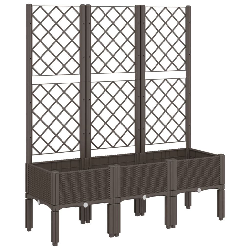 vidaXL Brown Polypropylene Garden Planter w/ Trellis - 120x40x142cm, Durable & Attractive