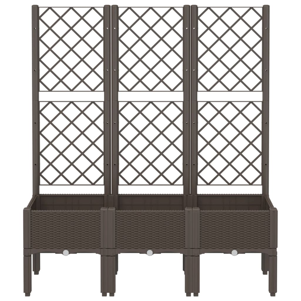 vidaXL Brown Polypropylene Garden Planter w/ Trellis - 120x40x142cm, Durable & Attractive