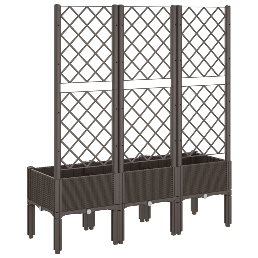 vidaXL Brown Polypropylene Garden Planter w/ Trellis - 120x40x142cm, Durable & Attractive