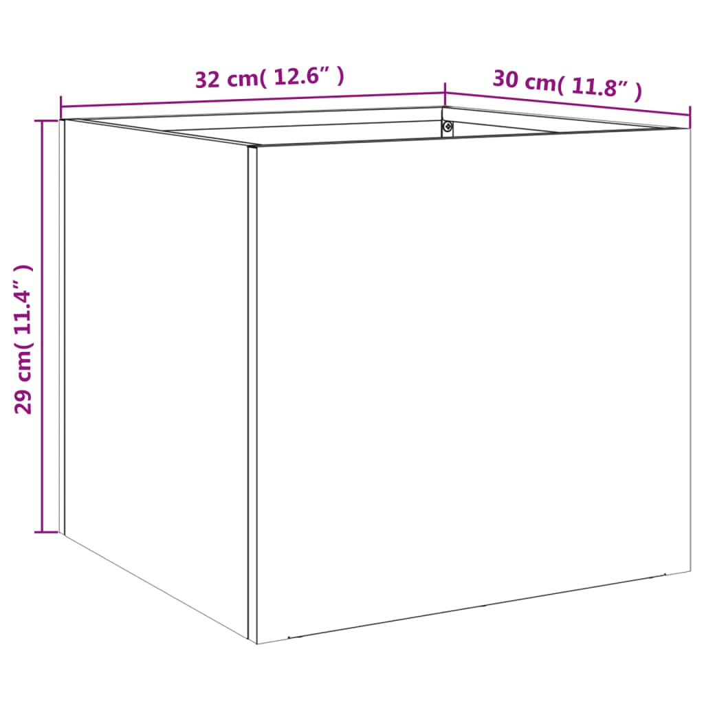 vidaXL Planters 2 pcs Olive Green 32x30x29 cm Cold-rolled Steel
