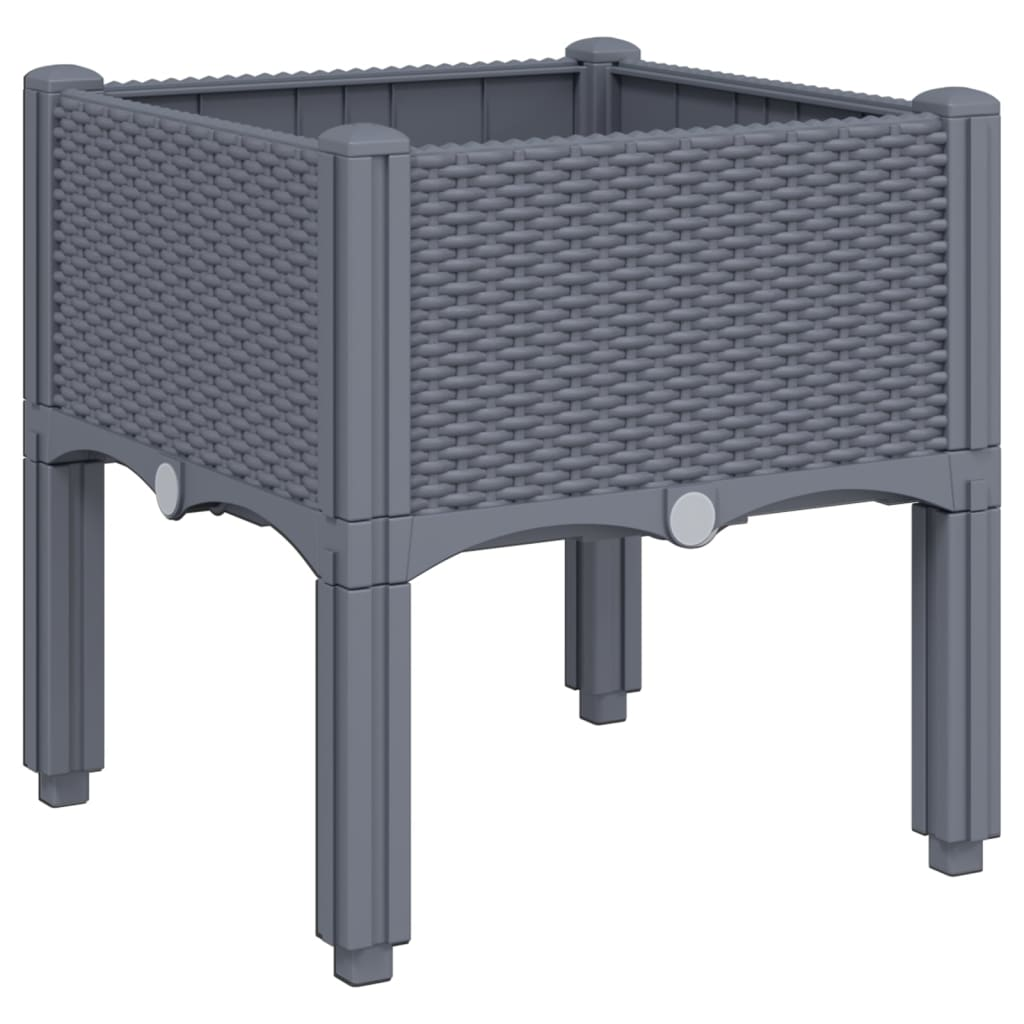 vidaXL Grey Polypropylene Garden Planter with Legs - 40x40x42cm, Sturdy & Stylish